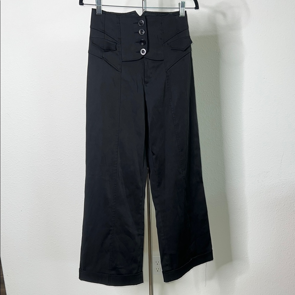 Marciano Wide Leg Cuffed Pants with Lace Up Back